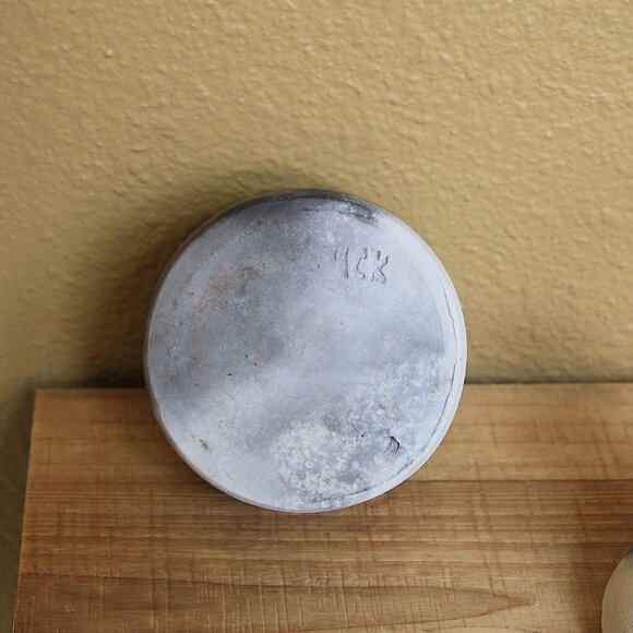 Pit Fired Small Lidded Pottery Piece w/ Driftwood and Cord Handle - Picture 11 of 14